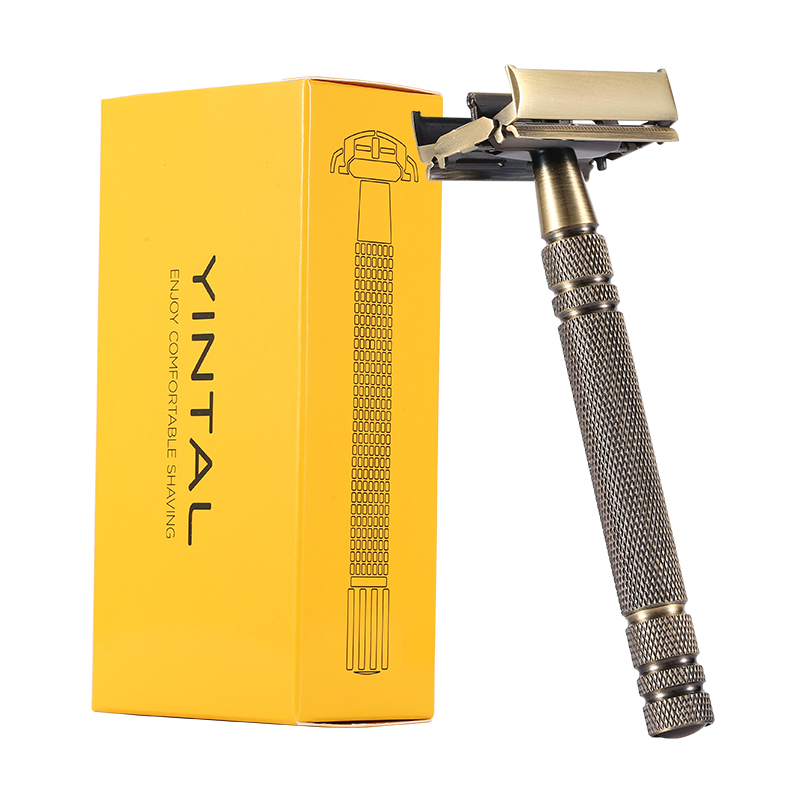 Safety Razor Handle - YINTAL Men's Bronze Classic Double-sided Manual