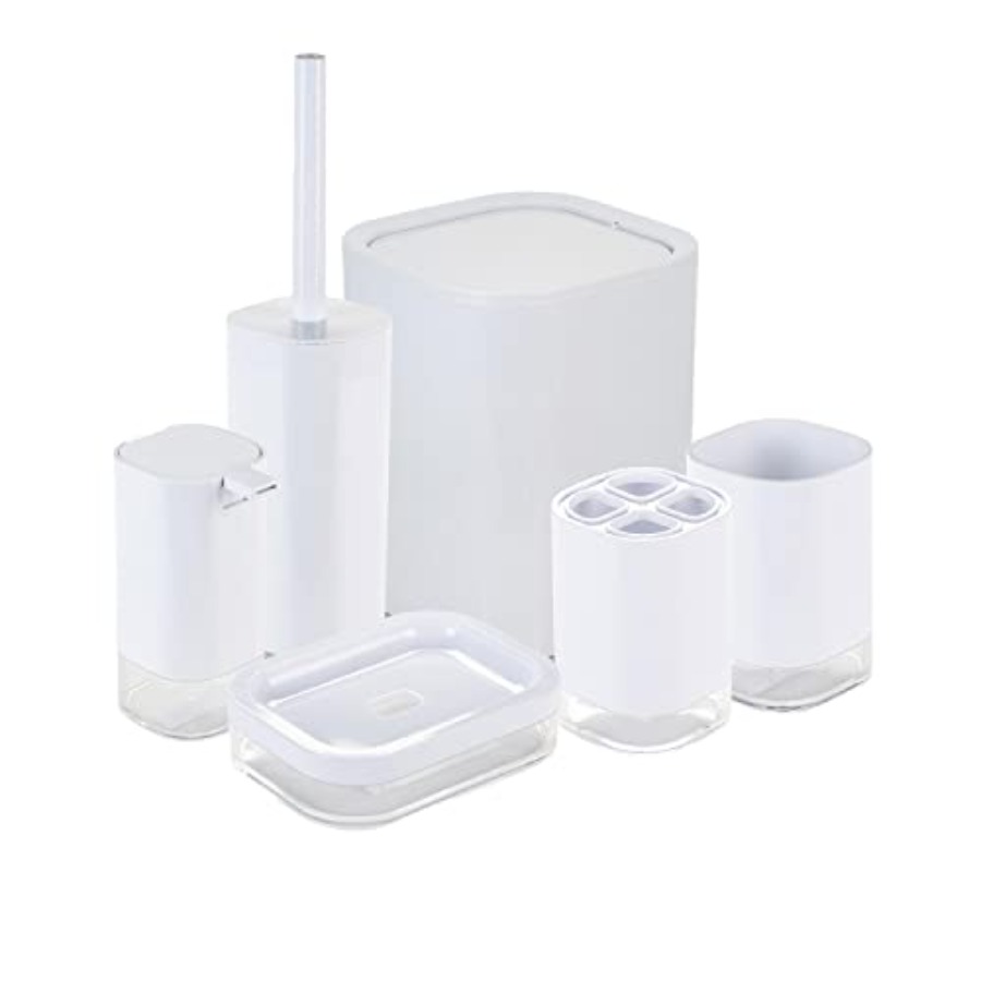 Bamboo Toothbrush Set - 6 Pcs Acrylic Bathroom Set Toilet