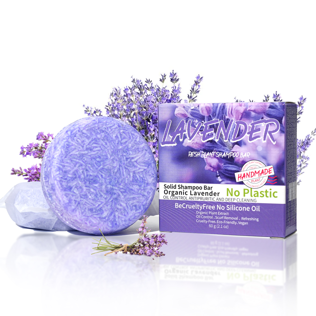 J+60g Hot Selling Lavender Sha - Bar Soap Shampoo Solid incelemesi ve fiyatı