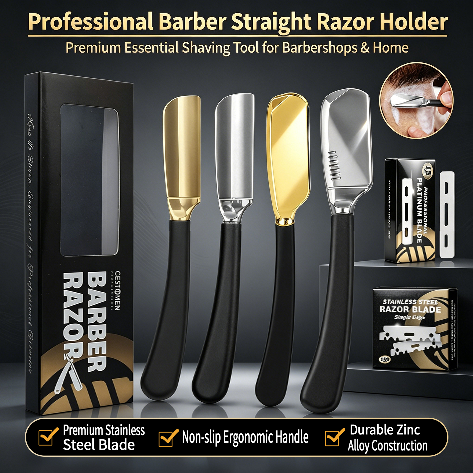 1Pc Pro Baber Beard Straight E - Safety Razor Handle incelemesi ve fiyatı